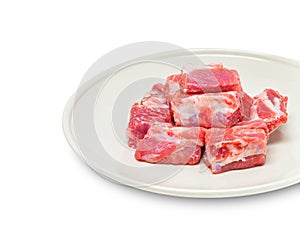 Pork spareribs raw in dish