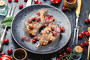 Meat pork in cherry sauce