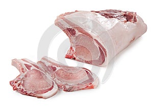 Pork steak isolated on white background photo