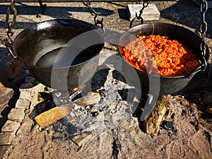 Pork stew with boiled cabbage