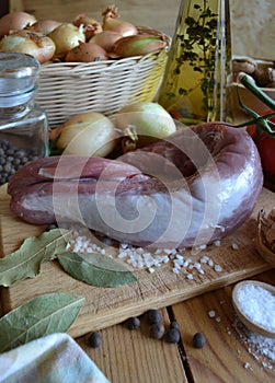 Pork tenderloin, onion, oil, salt and spices