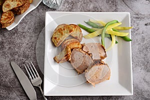 Pork tenderloin with roast potatoes