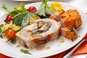 Pork Tenderloin Roulade and Salad photo