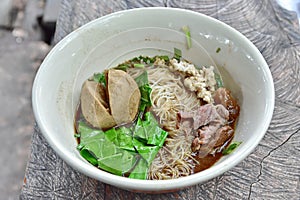 Pork thicken soup or boat noodles soup.
