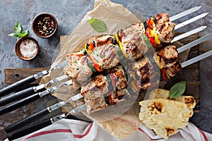 Pork and vegetable kebabs