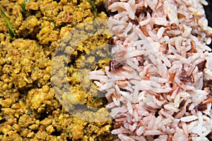 Pork yellow curry paste on table