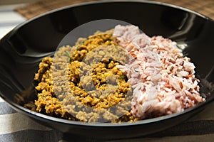 Pork yellow curry paste on a table