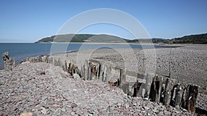 Porlock Weir beach Somerset on the Exmoor Heritage coast England UK in summer