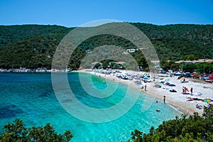 Poros beach in Lefkada island in summertime