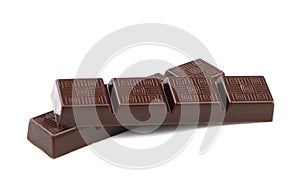Porous Chocolate bar isolated on a white background. Dark chocolate isolated