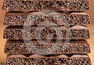 Porous chocolate closeup