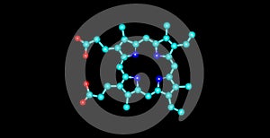 Porphyrin molecular structure isolated on black