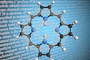 Porphyrin scientific molecular model, 3D rendering