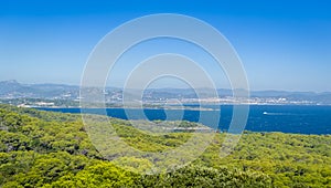 Porquerolles island and France shores at the horizon