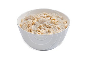 Porridge oatmeal on a white background isolated