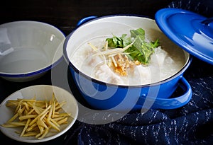 Porridge rice gruel with fish