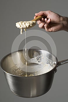 Porridge and saucepan