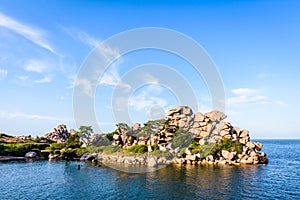 Pors Rolland point on the Pink Granite Coast in northern Brittany, France