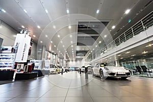 Porsche cars for sale in showroom