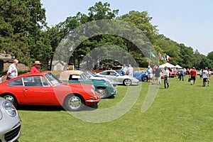 Porsche sports cars in a line up