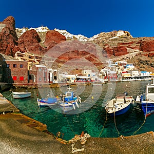 Port Amoudi of Oia or Ia, Santorini, Greece