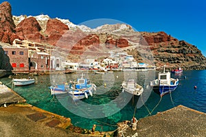 Port Amoudi of Oia or Ia, Santorini, Greece