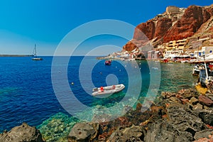 Port Amoudi of Oia or Ia, Santorini, Greece