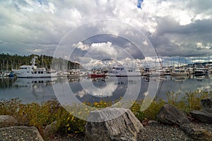 Port of Anacortes Marina on a Cloudy Day in Washington State USA