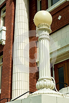 A Lamppost at the Front Entrance of the Clallam County Courthouse in Port Angeles, Washington, USA