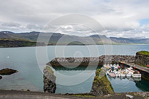 Port of Arnarstapi on Snaefellsnes peninsula in Iceland