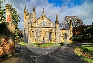 Port Arthur Penal Colony Historic Site, ruins of the church Tasmania Australia