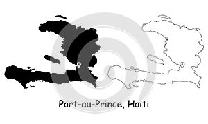 Port au Prince Haiti. Detailed Country Map with Location Pin on Capital City.