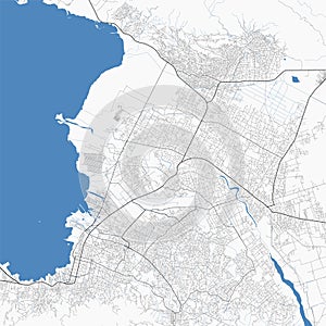 Port au Prince vector map. Detailed map of Port au Prince city administrative area. Cityscape panorama illustration. Road map with