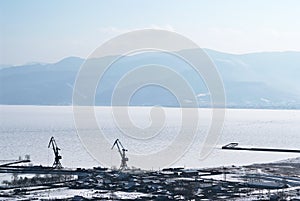 Port on Baikal lake. Sludanka town