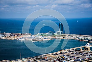 Port of Barcelona with boats photo