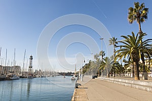 The port of Barcelona, at the end of the Ramblas. Barcelona, Spa