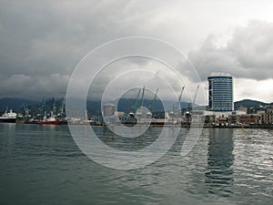 Port of Batumi, Adjara, Georgia. Cargo ships for commercial shipments