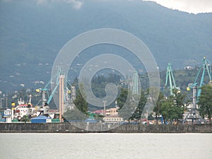 Port of Batumi, Adjara, Georgia. Cargo ships for commercial shipments
