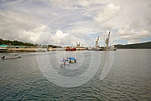 Port Blair Port and Haddo Wharf as seen from Chatham Saw mill, South Port Blair