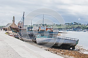Port of Camaret-sur-mer with its boats, its lighthouse, in FinistÃÂ¨re in Brittany photo
