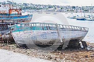 Port of Camaret-sur-mer with its boats, its lighthouse, in FinistÃÂ¨re in Brittany photo
