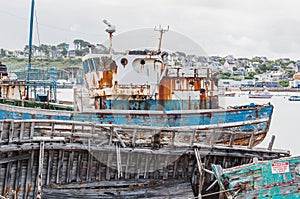 Port of Camaret-sur-mer with its boats, its lighthouse, in FinistÃÂ¨re in Brittany photo