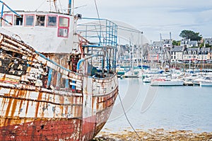 Port of Camaret-sur-mer with its boats, its lighthouse, in FinistÃÂ¨re in Brittany photo