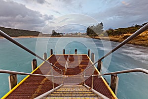 The Port Campbell jetty bridge wharf on the Great Ocean Road on