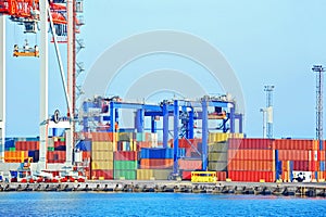 Port cargo crane and container