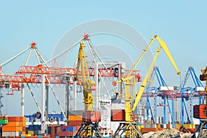 Port cargo crane and container