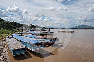 Port of Chiang saen ,border of Thailand ,Laos and Burmar,located in Chiang saen District Chiang rai ,Thailand.