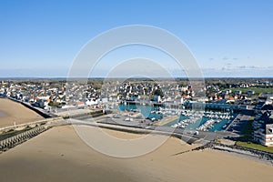 The port of the city of Grandcamp-Maisy in Europe, France, Normandy, towards Omaha beach, in spring, on a sunny day