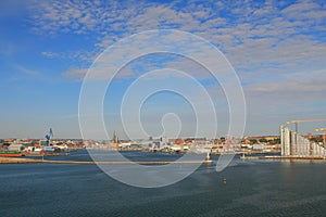 Port and city on sea coast. Aarhus, Jutland, Denmark