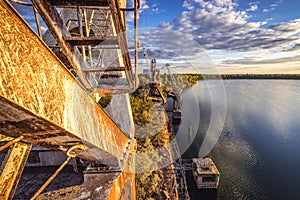 Port crane in Chernobyl Exclusion Zone, Ukraine